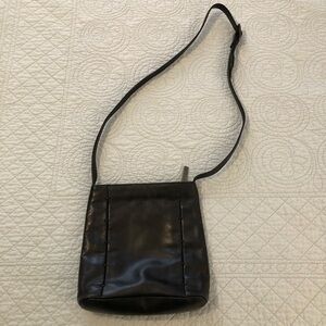 Sharif black leather crossbody shoulder bag.